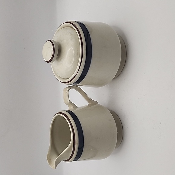 Vintage Galaxy Stone Ware Creamer & Sugar Set Blue Made in Japan - Picture 3 of 9